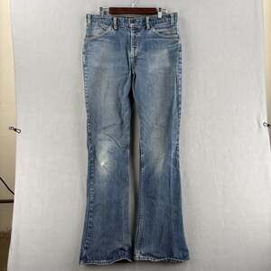 Vintage Levis 517 Jeans Mens 34x34 Light Wash Denim Bootcut Whiskers Distressed